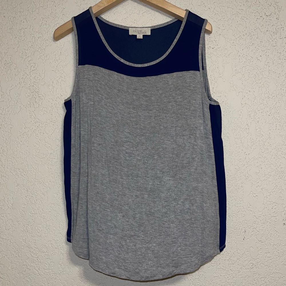Olive & Oak heather gray and navy blue tank top women size XL